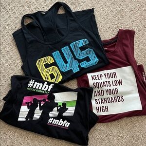 Graphic Tank Tops Bundle - Black, Blue, Yellow, Burgundy -all from BODI fitness